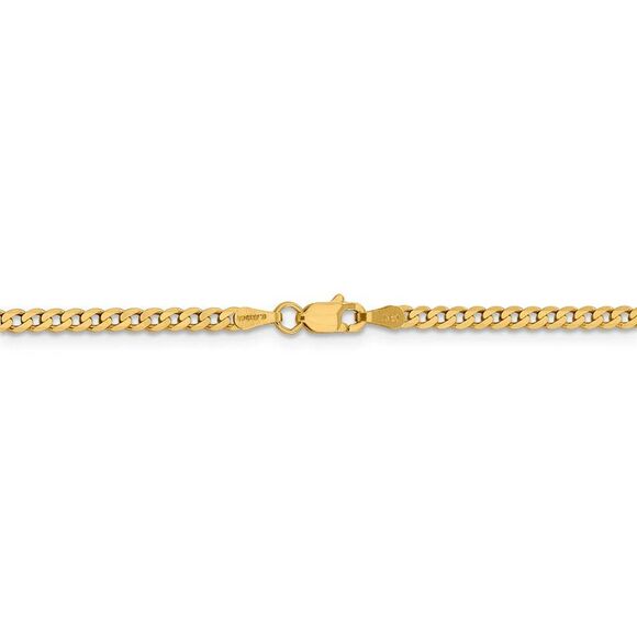 14k Yellow Gold 2.3mm Solid Beveled Curb Chain Anklet, 10 Inch - Picture 3 of 5